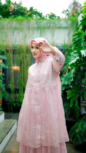 Satu Set Setelan Kebaya Outer Organza Rok Tutu Tulle Modern Kekinian Kamila Baju Lebaran