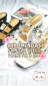Sandal Heels Marissa Hak Tahu 3 Cm/ Sandal Heels Wanita Best Seller Alas Full Busa Super Empuk Super Tebal/ Sandal Wanita Viral Vareasi piramid