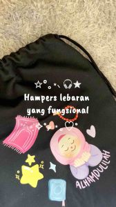 Tas serut atau String Bag Berwarna Hitam Bergambar Tulisan Ramadhan Hampers // Eid Mubarak // Kpop//Lebaran Edition// Selamat Idul Fitri// Tas Hitam