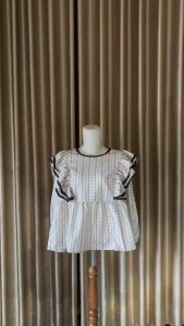 Baju Putih Lengan Panjang | Hem Putih | Original by CHICMORE | French Style | Crew Neck | Elegant | Chic | Loose-Fitting | Lurik Wanita Modern | HOT 8/14