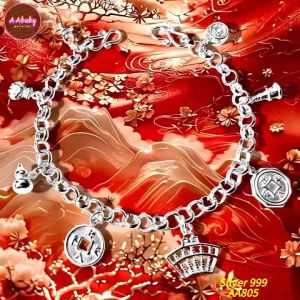 🌈AAbaby Galleries AA805 Original Baby S999 Silver Anklet Bracelet純銀八寶平安宝宝小孩脚Rantai/Gelang Kaki
