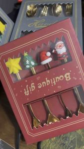 Thìa Nĩa Inox Vàng Đầu Silicon Ông Gìa Noel Cây Giang Sinh Qùa Tặng Độc Đáo.