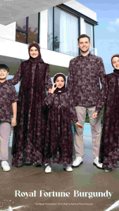 Ethica Sarimbit Royal Fortune Burgundy Baju Muslim Setelan Pakaian Keluarga