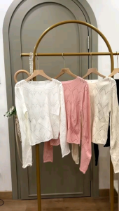 ●ECLAIRE● 043 Blouse Blus Sweater Knit Rajut longsleeves Lengan Panjang Kasual Korea Casual Mode Dasar Polos Loveria Import