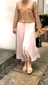 Audy Skirt - Korean Loose Maxi Rok Wanita Anti Kusut Polyester - Rok Flare Wanita