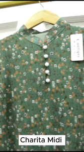 COD Baju Atasan Nada Tunik Plisket Bahan Ceruty Lapis Furing LD 105 PJ 117 Motif Bunga