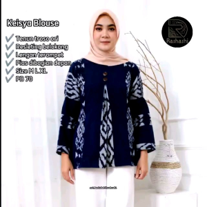 KEISYA Blouse wanita tenun troso jepara blouse kerja kantor blus bumi friendly warna merah pink atasan kantor cantik