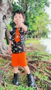 ชุดฮาโลวีน เด็กชาย 3ชิ้น เสื้อ กางเกง เนคไท