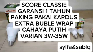 BOHLAM LED CAHAYA PUTIH / LAMPU LED WARNA PUTIH EXTRA BUBLE WRAP SCORE CLASSEI 3W-35W