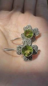 Natural Genuine | Loveau Jewel | • HQ Peridot Hook Earrings • S925  • Stone Measurement: 8.5mm+