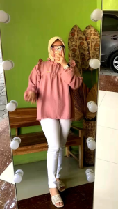 Atasan Wanita Jumbo Korean Style Ld 120 Blouse Crinkle Airflow Premium Big Size