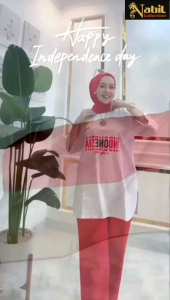 stelan merah putih wanita terbaru/stelan combads oversize bisa cod
