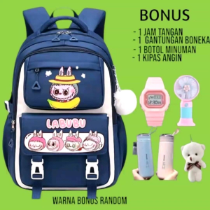 \"NIQABIS\" Tas Ransel Labubu 5in1 Ransel Anak Sekolah Perempuan SD SMP SMA