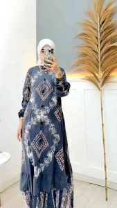 Gamis Rayon Twill Premium Gamis Rayon Twill Cap Malaman Gamis Model Rempel Susun Mewah Elegan