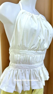 New Trending Korean Linen Premium Halter Backless Self tie Top For Women Ladies Casual Attire