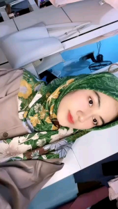 Kerudung segiempat voal full motif mewah dan elegan series hijau 2024