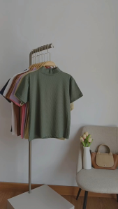 Kaos turtleneck lengan pendek wanita - Baju knit polos terbaru - inner pendek - ramise