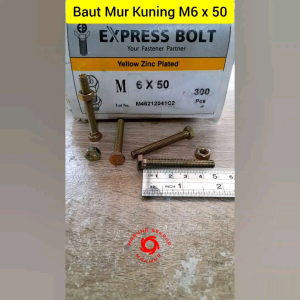 (5 pcs) Baut Mur Kuning 6x50 / Baut Kuning M6 / BMK / Baut Hexagon