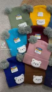 Kupluk Rajut Boneka Pom Pom untuk Bayi Laki-Laki Murah