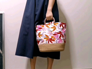 DaVee | Printed floral top-handle bag canvas tote bag shopping bag red flower mommy bag