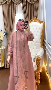 Dress Wanita Kekinian Gamis Ceruty babydoll premium Kombinasi Motif Sultan