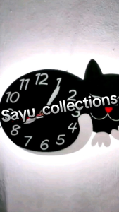 Lampu Dinding Jam Aesthetic Karakter Kucing Hitam