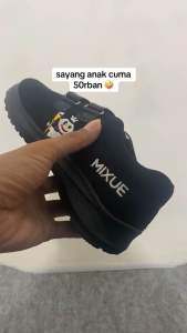BROIZ.CO Sepatu Sneaker Anak Sekolah Hitam Polos Bordir Mixue Size 28-37