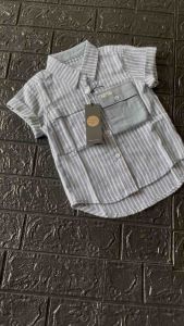 Kemeja Katun Anak Laki-Laki Motif Garis Biru Fashionable Terbaru best seller bisa cod