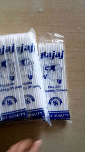 Sedotan Bengkok Flexibel Bajaj Putih Isi 25batang Panjang 24cm Diameter 5mm