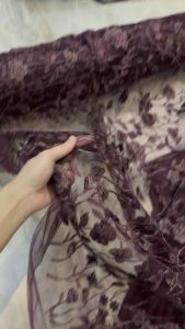 Bahan Kain Kebaya Brokat Tile Garden FLoraL Benang Metalic Single Tone Motif Harga 05m