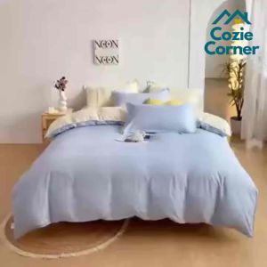 Cozy 4-in-1 Bedding Set – Plain Solid Colors – Flat Bed Sheet Comforter Cover & Pillowcases