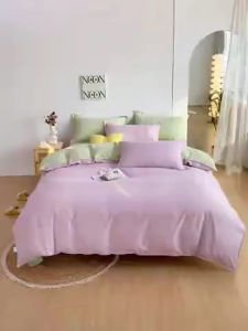 Cozy 4-in-1 Bedding Set – Plain Solid Colors – Flat Bed Sheet Comforter Cover & Pillowcases