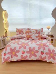 Cozy 4-in-1 Bedding Set – Floral Designs – Flat Bed Sheet Comforter Cover & Pillowcases
