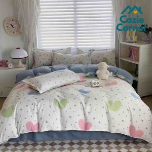 Cozy 4-in-1 Bedding Set – Pattern Designs – Flat Bed Sheet Comforter Cover & Pillowcases