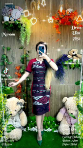 Dress Ulos Wanita 7832 L 2L 3L 4L detail keterangan ada digambar import kualitas import 400gram