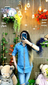 Kemeja Jeans Wanita 202325 detail keterangan ada digambar import kualitas import 250gram