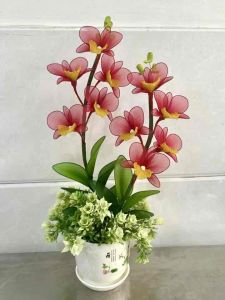 Hoa voan thủ công-Dòng hoa lan cao 38cm