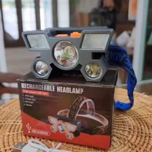 ไฟฉาย คาดหัว เดินป่า ไฟคาดหัว ชาร์จไฟ แสงไฟขาว ไฟฉายLED ใช้งานง่าย ไฟกรีดยาง ไฟส่องกบ ไฟส่องปลา หัวไฟฉาย Dungdee ส่งฟรี