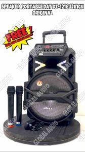 Speaker Portable DAT DT 1216 12inch 2bh Mic Wireless Plus Stand Free Busa & Ring Portable Dat Dt1216 DT1216 ( Bisa COD )