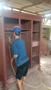 Lemari pakaian kayu jati lemari pintu tiga cermin 200x150x55