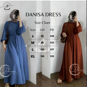 Dress DANISA Dewasa UK- S M L XL || Warna BROWN & PINK Bahan Crinkle Premium Airplow Tidak Nerawang