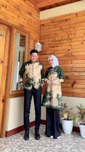 ATASAN BATIK COUPLE HIJAU IJO GREEN SERAGAM BATIK PRIA WANITA TUNIK KEMEJA