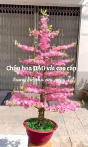 Hoa giả trang trí Ngày Tết - Chậu HOA ĐÀO nhân tạo cao 175cm