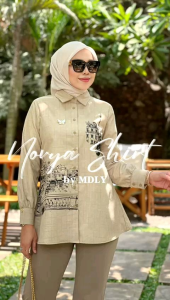 (185) MDLY NOVYA Baju Kemeja Atasan wanita Linen terbaru Novya Shirt by Mdly. Nazra Sha