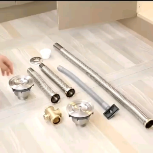 Bộ xi phông rửa chénbát inox 304.Hai hố phi cân phi to 140 ( 140 mm) phi nhỏ 110 ( 110 mm) hố lệch 140 ( 140 mm) 110 ( 110 mm)