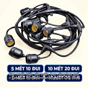 (Không bóng) Dây Đui Đèn Trang Trí Ngoài Trời Chống Nước Đúc Liền E27 - Dây Đui Treo Quán Cafe Sân Vườn
