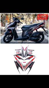 Stiker Striping Lis Les Body Motor Honda Vario Techno 125 FI 2013 Hitam Standar Full Set