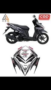 Stiker Striping Lis Body Motor Honda Vario Techno 125 FI Helm Hitam Full Set Motif Standar