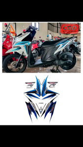 Stiker Striping Lis Les Body Motor Honda Vario Techno 125 FI 2013 Putih Biru Standar Full Set