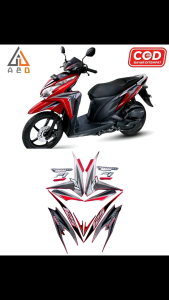 Stiker Striping Lis Les Body Motor Honda Vario Techno 125 FI 2013 Merah Standar Full Set
